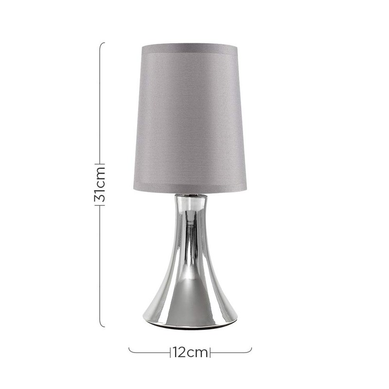MiniSun Small Modern Curved Base Chrome Touch Table Lamp with
