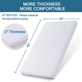 Baby Bassinet Mattress, 42" x 24" x 2" Dual Sided Gel Memory Foam Mattress with Breathable Removable Soft Cover Fit for Baby Bjorn, Guava Lotus and Dream on Me Travel Crib Light Playard