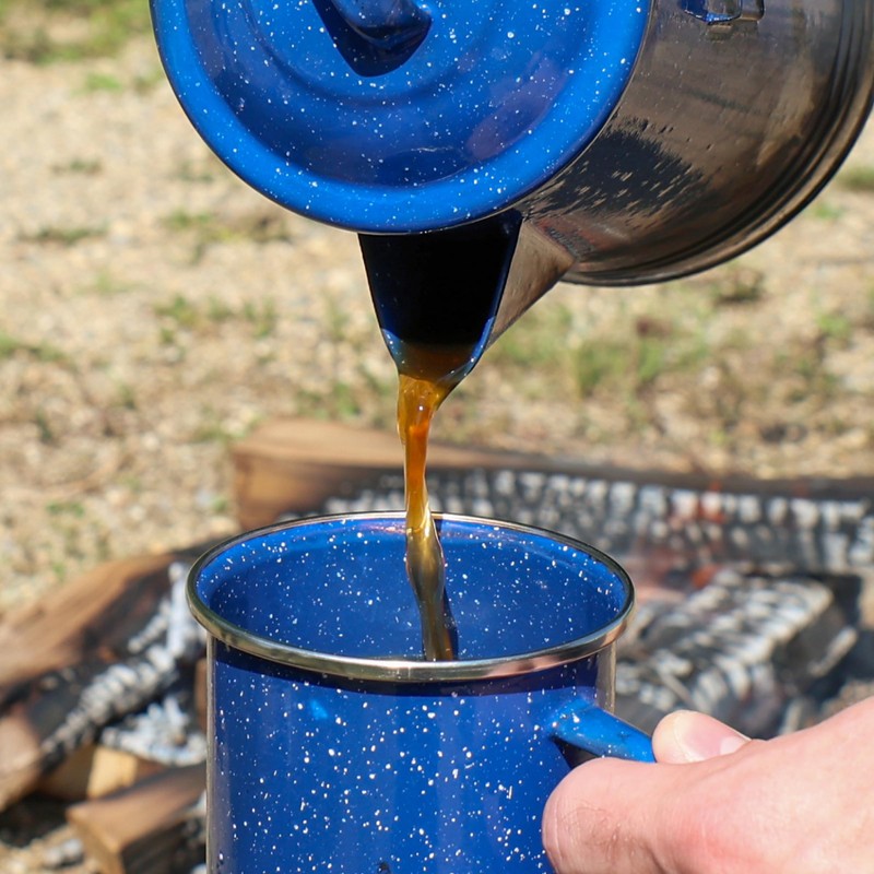 Grip Coffee Percolator (Blue) - Durable Glazed Enamel Steel -