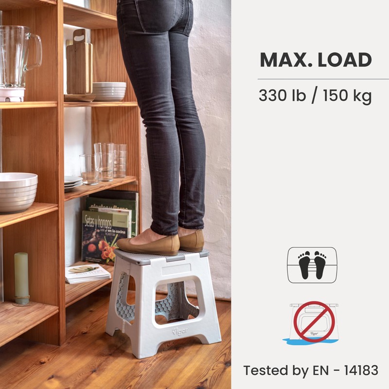 Vigar Compact Step Stool Foldable, 12-1/2-inch Step Stools for Adults