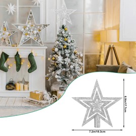 SULOLI Shiny silver Christmas star, star for the Christmas tree, shiny Christmas tree toppers for Christmas tree decoration, party decoration