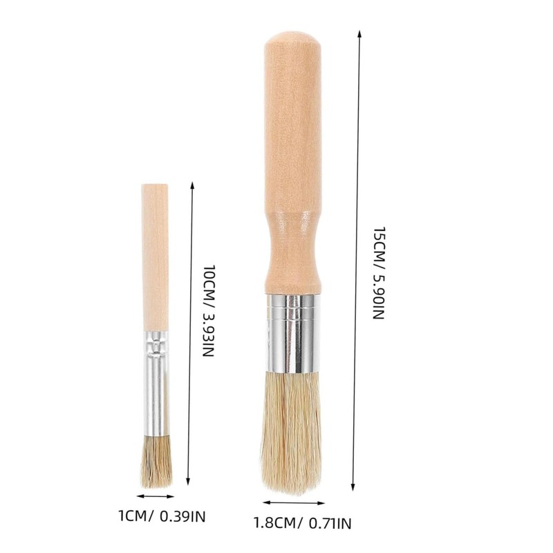 2 pcs Multifunctional Wooden Handle Round Small Pastry Brush, Round