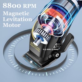 KEMEI 2373 Cortapelo Profesional para Hombre, Cortapelo de Barbero sin Cable con Motor de Levitación Magnética de 8800 RPM, Kit de Corte de Pelo Ajustable con Base de Carga