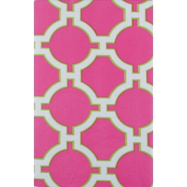 Geometric Link Lattice on Field of Pink Vinyl Flannel Back Tablecloth(52" x 52" Square)