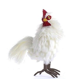 Inspired By Nature Soft Fluffy White Standing Artificial Rooster for Displays, Crafts, and Creating
