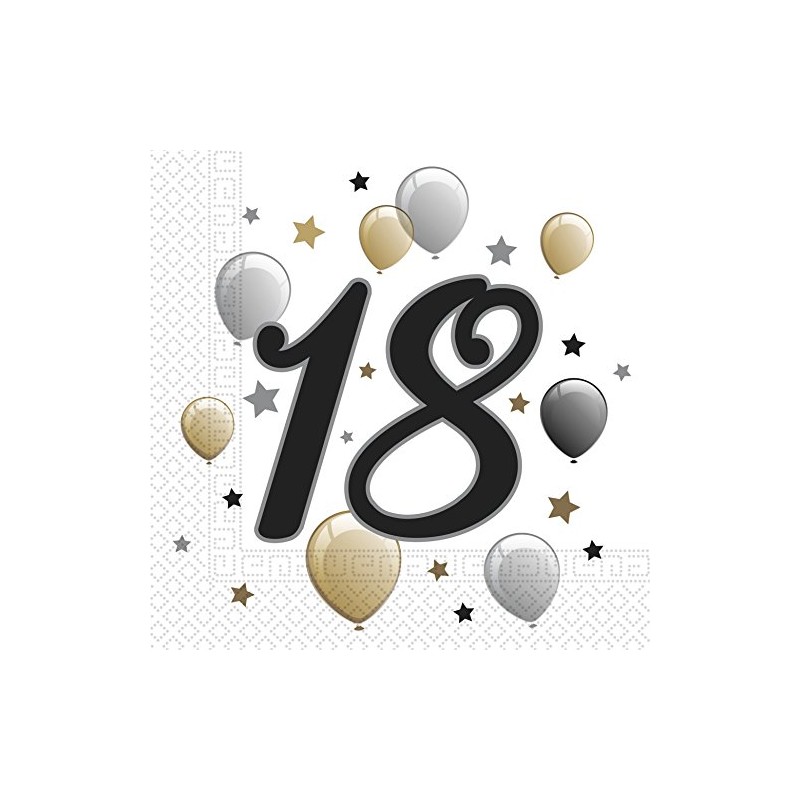 Procos PR88864 Anniversary Napkins Number 18, Pack of 20
