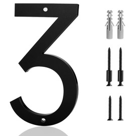 5 Inch House Number 3 for Outside Modern Address Sign Numbers with Screw Kit Frosted Matte Black Acrylic House Number3 Easy Flush or Floating Mount for Exterior Address Streets Address(Number 3)