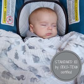 LollyBanks Swaddle Blanket | 100% Muslin Cotton | Gender Neutral Newborn and Baby Nursery Essentials for Girls and Boys, Registry | Elephant Print