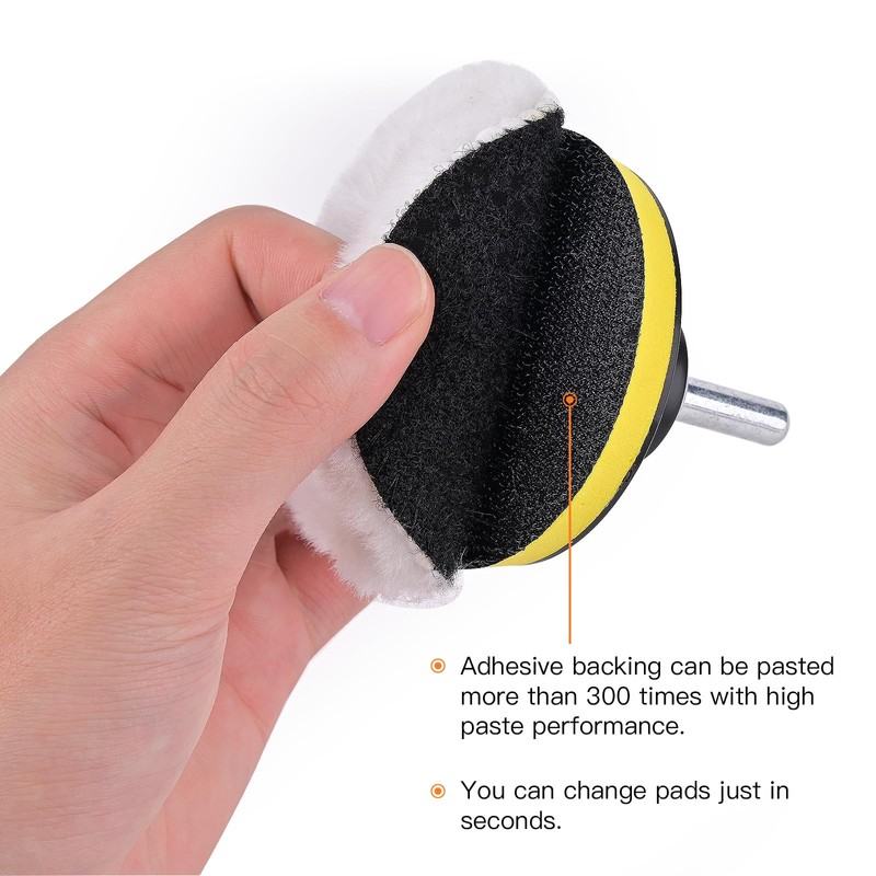 Kshineni 7 Pcs 3 Inch (80 mm) Wool Buffing Polishing