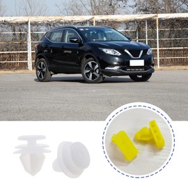 eMagTech 12pcs Car Rear Wheel Arch Surround Trim Moulding Clips Kit Plastic Retainer Fasteners White Yellow Compatible with Nissan Qashqai 2014-2020