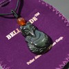 Bella Jade Fox Pendant Necklace Amulet/Talisman, Made of Obsidian Gemstone,