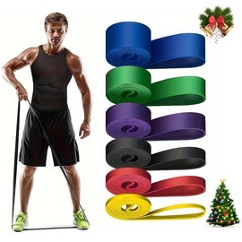 Body Fitness Elastic Resistance Rope, 1/4/6 Counts Yoga Stretching Band, Gym Sports Stretching Training Equipment, Home Gym Equipment, Resistance Bands, Christmas Gift - Color: Black(35-65LBS), Specification: one size