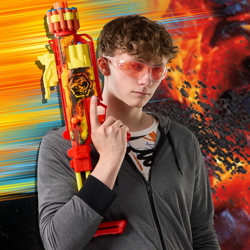 Nerf Loadout FlareFusion Blaster, 3 Interchangeable Attachment Accessories, 18 Nerf