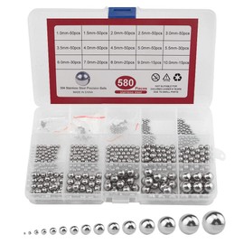 XINGYHENG 580Pcs 15Kinds 304 Stainless Steel Precision Chrome Steel Bearing Ball Assortment Kit for Repairing Bicycle