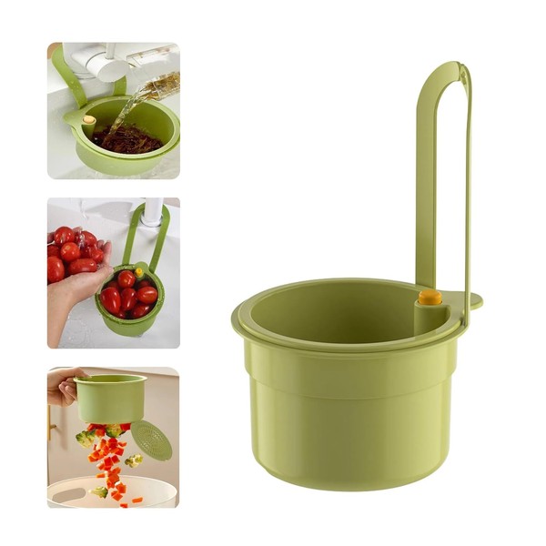 Hanging Sink Drain Basket,Press Automatic Dumping Kitchen Sink Food Waste
