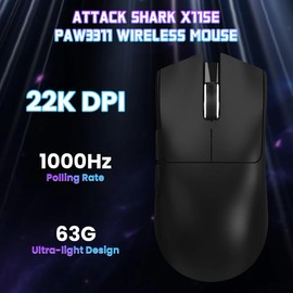 ATTACK SHARK X11SE Ratón inalámbrico Ultraligero para Juegos, Tri-Mode-2.4G/USB-C Wired/BT, PixArt PAW3311 Gaming Sensor, 22KDPI, 5 Botones programables para portátiles, PC, Mac Gamer Negro