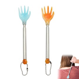 JUGUTA 2 Stück Rückenkratzer Teleskop-Rückkratzer Teleskopstab Mit Breiter Kratzhand Gegen Juckreiz Rückenmassagegerät Edelstahl Teleskopstange Edelstahl Teleskop Rücken Kratzer Back Scratcher