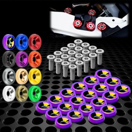 20pcs Blue Billet Aluminum Fender Bumper Washer Bolt Engine Bay Screw Dress Up Kit JDM M6x15mm 6061 T6-Grade