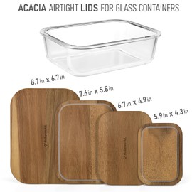 dokaworld Natural Acacia Lids Set for Food Storage Glass Containers (4pcs) - Lids are compatible with all Glass Food Storage Containers Sets