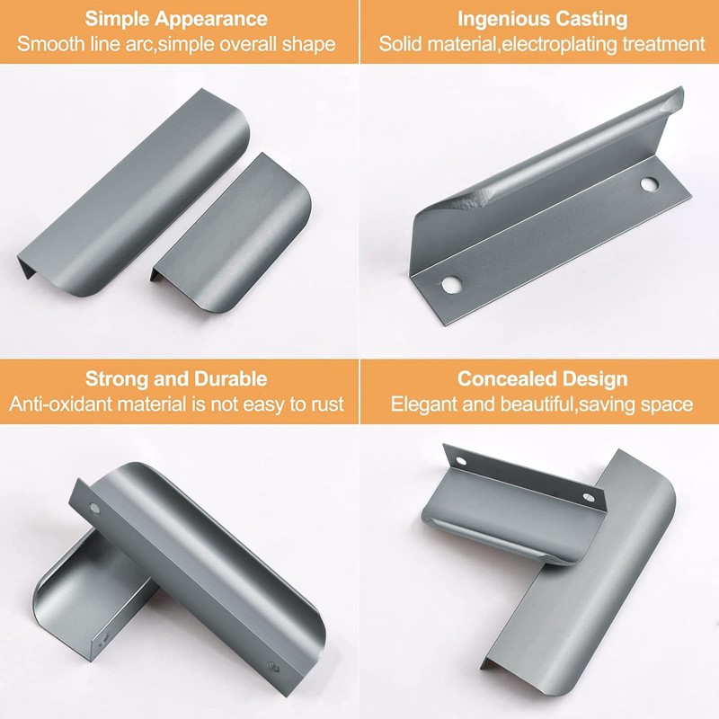 MOROBOR Finger Edge Pull, 8pcs Concealed Handle Modern Style Drawer