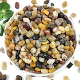 YISZM 2LB Succulent and Cactus Gravel Pebbles, 3/8 Inch Decorative Polished Stones, River Rocks for Plants, Vases, Aquariums, Terrarium and Outdoor Gardening, Natural