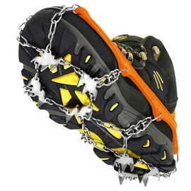 Crampons for Mountain Boots with 24 Teeth (Orange Colour, L)