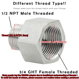 Beduan Stainless Steel Garden Hose Adapter, 3/4" GHT Female x 1/2" NPT Male Connector