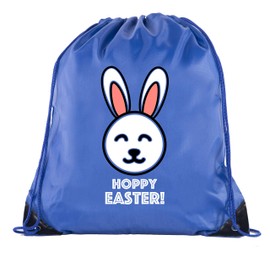 Mato & Hash Easter Basket Bags, Bulk Drawstring Backpacks, Party Favor Goody Bags for Easter - Hoppy Easter - Royal CA2500EasterDTG S3