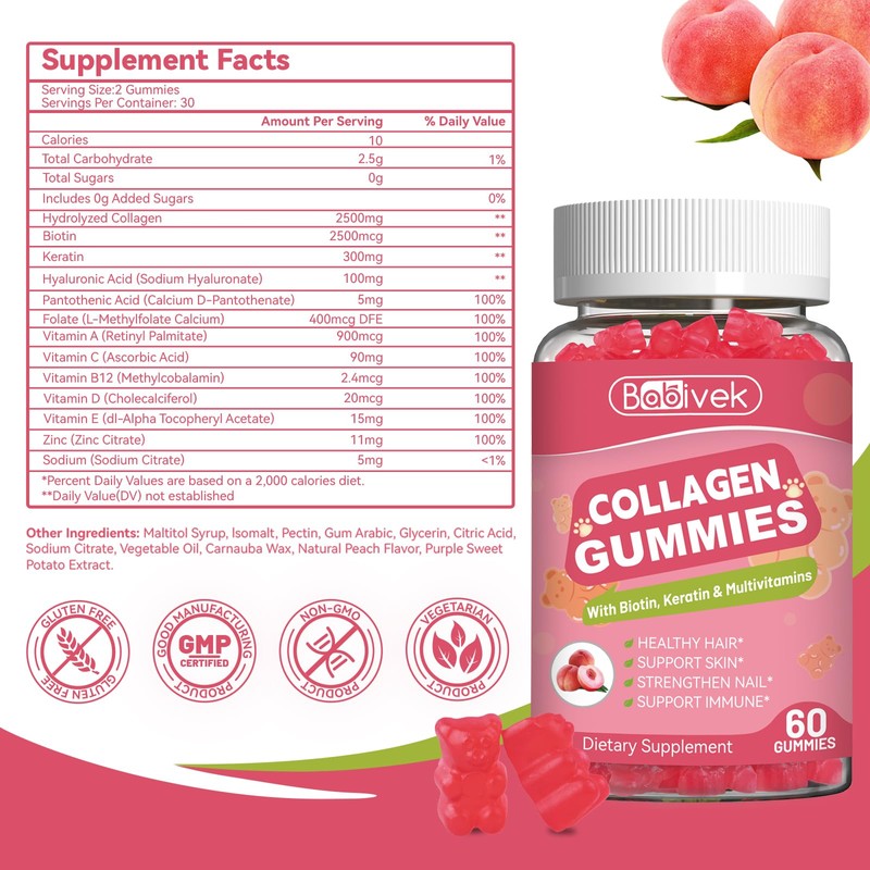Babivek 2 Pack Collagen Gummies for Women & Men –