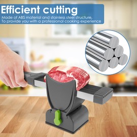 Fresh Meat Slicer Stainless Steel, Manual Fresh Meat Cutter, Efficient Meat Cleaver Slicer, Nonslip Fresh Meat Cutter Thickness Adjustable 2 or 4 mm for Beef Pork Kitchens (Grey)