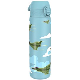 Ion8 Lightweight Steel Water Bottle, 600 ml/20 oz, Non-Insulated, Leak Proof, Easy to Open, Secure Lock, Dishwasher Safe, Flip Cover, Fits Cup Holders, Carry Handle, Metal Water Bottle, Fighter Jets