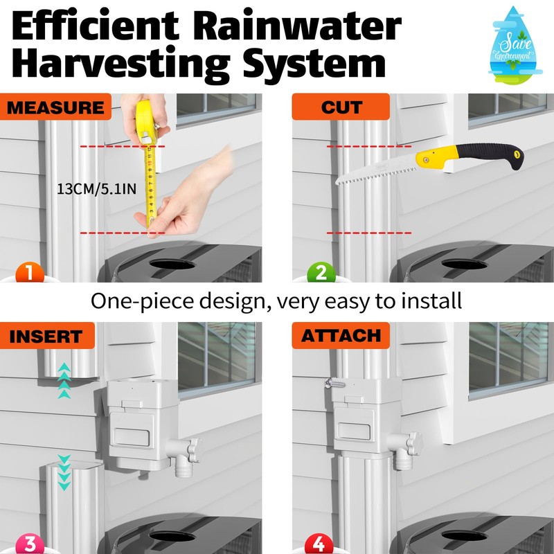 Anivia Rainwater Collection System, Downspout Diverter Fits for 2x3 or