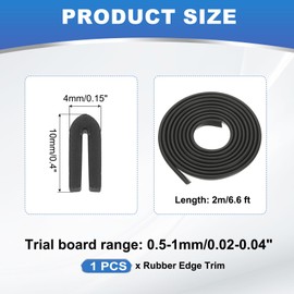 PATIKIL 1/16" Rubber Edge Trim, 6.6 ft Edge Protector U Channel Edge Trim for Sheet Metal, Car Doors, Hatches, Table Corners, Black