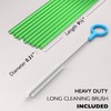 10 Long Reusable Hard Green Plastic Drinking Straws, Medium Width