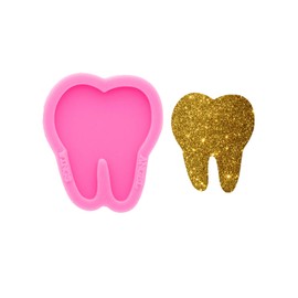 Shiny Glossy Tooth Shape Silicone Mold for 1.5 Inch Badge Reel Epoxy Craft Resin Mold Keychain Silicone Moulds DIY Jewelry Making Silicone Mold