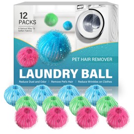 Pet Hair Remover Washing Machine, Pack of 12 Reusable Laundry Balls Against Pet Hair, Lint & Lint, Effective Hair Catchers & Lint Balls, Gentle Washing Machine Accessories