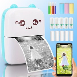 Modern Mini Thermal Label Printer, 1 Set Portable Rechargeable Photo Thermal Printer, Portable Handheld Printer, Thermal Printers, Multi-purpose Pocket Photo Printing Machine Set, Idea Gift, School Supplies, Thermal Shipping Printer:_Medium Wash_one-size