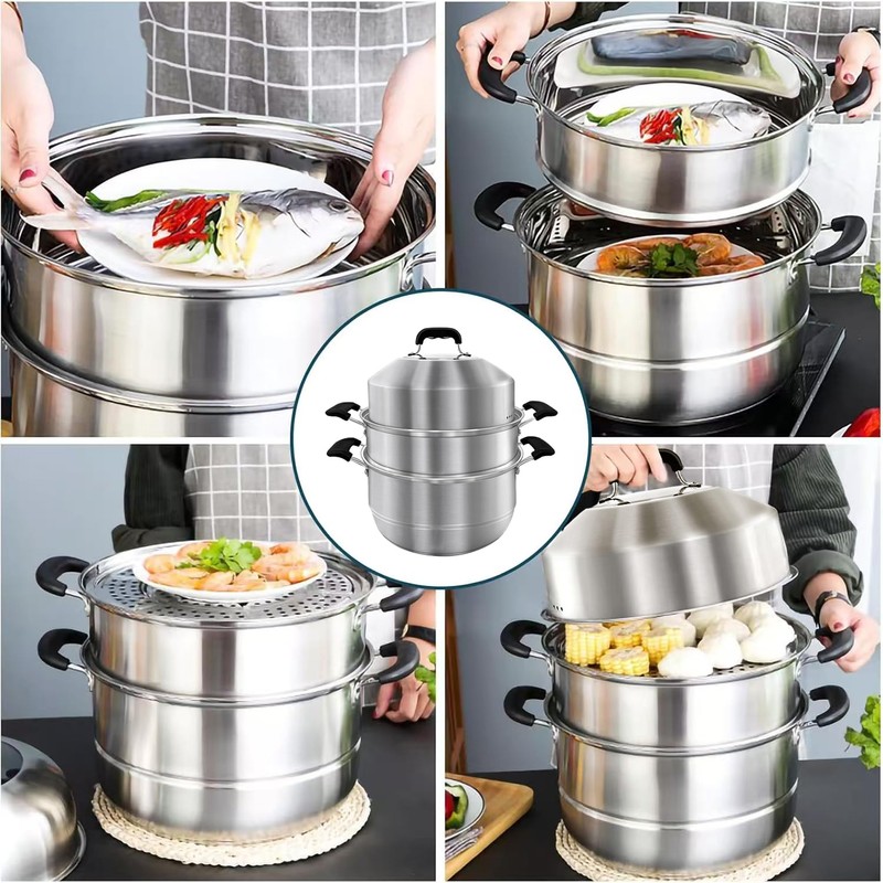 MANO Steamer Pot for Cooking 14.2 inch Steam Pots with