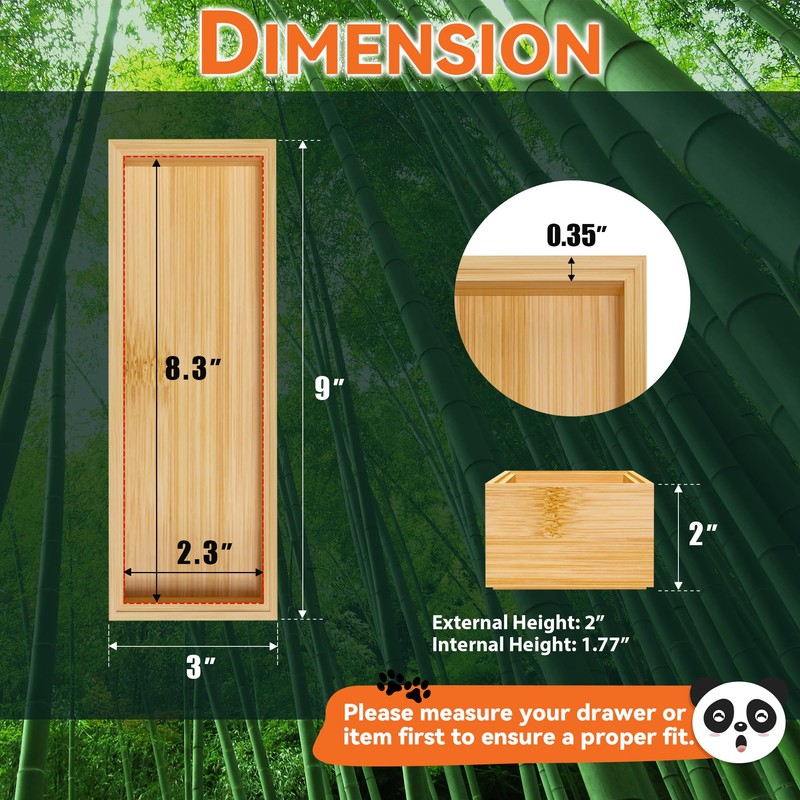 Lixple Bamboo Drawer Organizer – Set of 2 Stackable Storage