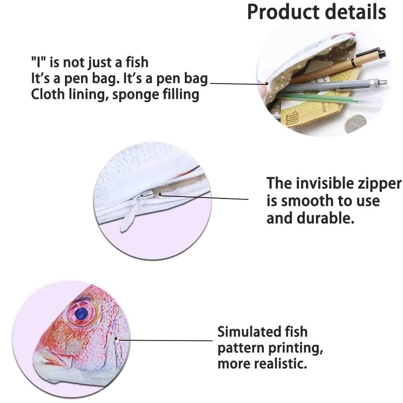 Novelty Fish Shaped Makeup Bag, Red, Cute Cosmetic Pouch