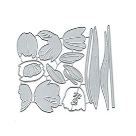 Metal Cutting Dies Set Tulip Flowers Spring Flowers Leaves Cutting Dies Stencils for DIY Scrapbooking Album Decorative Embossing Paper Cutting Dies Card Making