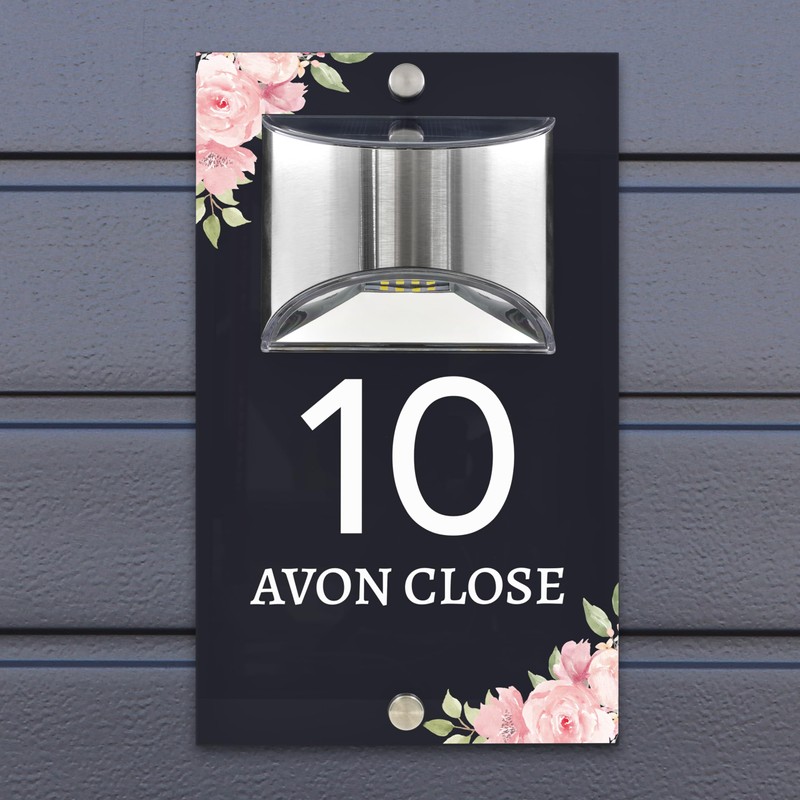Custom Signs Solar Illuminated Modern Anthracite House Number Sign 24cm