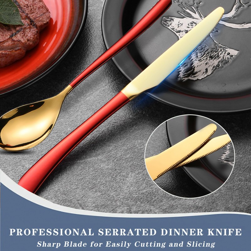 Caliamary 24 Pieces Silverware Set, Stainless Steel Flatware Set with