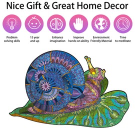 Holzsammlung Snail Wooden Puzzle Unique Animal Shape Puzzle Pieces, Magic Wooden Puzzles for Adults and Children, Wooden Puzzle Toy with Gift Box for Decoration (27 x 42 cm, 300 Pieces)
