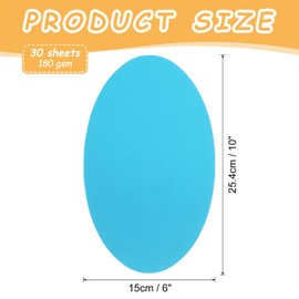 sourcing map 10 Inch Oval Card Stock, 30 Pcs Colored Cutouts Paper Thick Cardstock Coaster for DIY Craft Projects Classroom Bulletin Board Decor, Blue