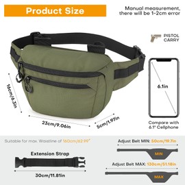 Huntvp Bumbag Waist Bag Bumbags for Ladies Men Sling Bag Chest Bag Lightweight Anti Theft with Adjustable Belt for Cycling Dog Walking Running Sport, Green