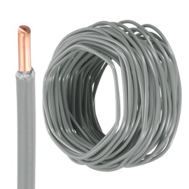 sourcing map 75 Feet Electrical Wire Insulated Solid Copper 12 AWG Hook Up Wire Cable THHN Wire Residential, Industrial, Grounding, Electrical Rated for 600 Volts, UL listed, Gray