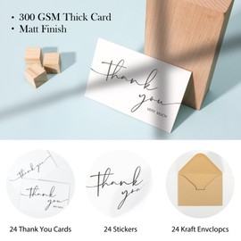 NESCCI 24 PCS Thank You Cards With Envelopes,4x6 Inch Minimalistic Design, Thank You Notes for Wedding,Bridal Shower, Business, Baby Shower, Small Business, Funeral, Graduation