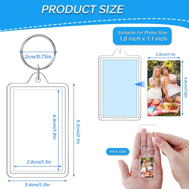 9 Pcs Photo Keychain (1.3 x 2inch) Mini Picture Frame
