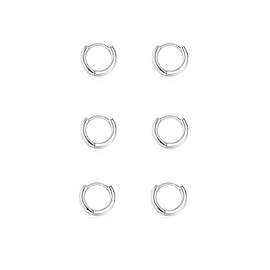 3 Pairs Hoop Earrings 925 Sterling Silver for Women, Small Hoop Earrings Set Women Silver Earrings Girl Hypoallergenic 8mm